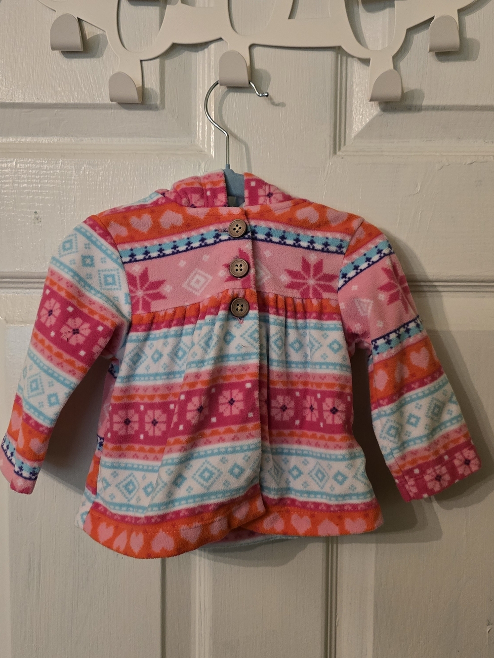 Carter's Pink, Orange & Aqua Fleece Hooded Jacket